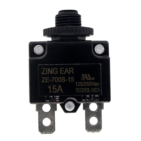 Zing Ear ZE-700S 15A Miniature Pushbutton Thermal Circuit Breaker