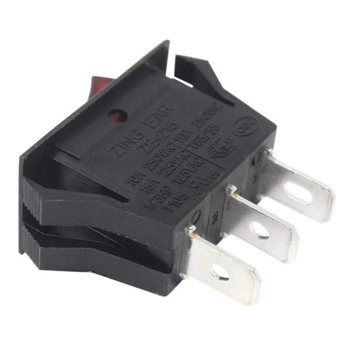 Zing Ear ZE-215 Lighted Rocker Switch 3 Prong Snap-in 15A 120V