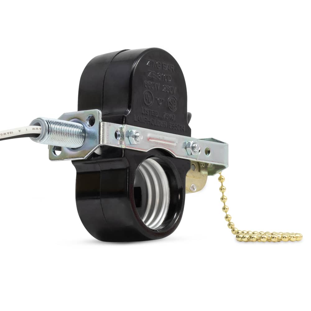 Zing Ear ZE-310D Lamp Holder with ZE-109M Pull Chain Switch with 2 Wires