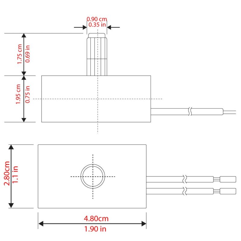 Zing Ear ZE-03SE lamp dimmer switch - dimensions