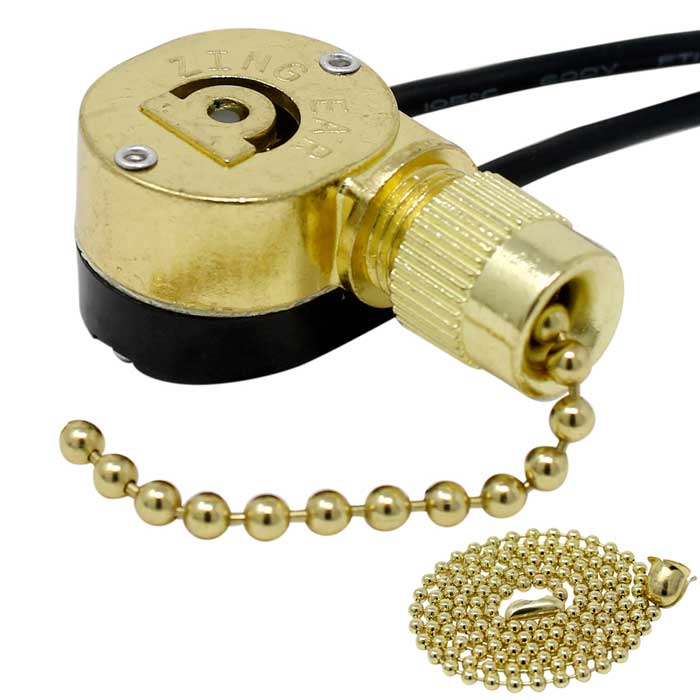 Zing Ear ZE-310D 660W Lamp Holder ZE-109M Pull Chain Light Switch Antique brass 