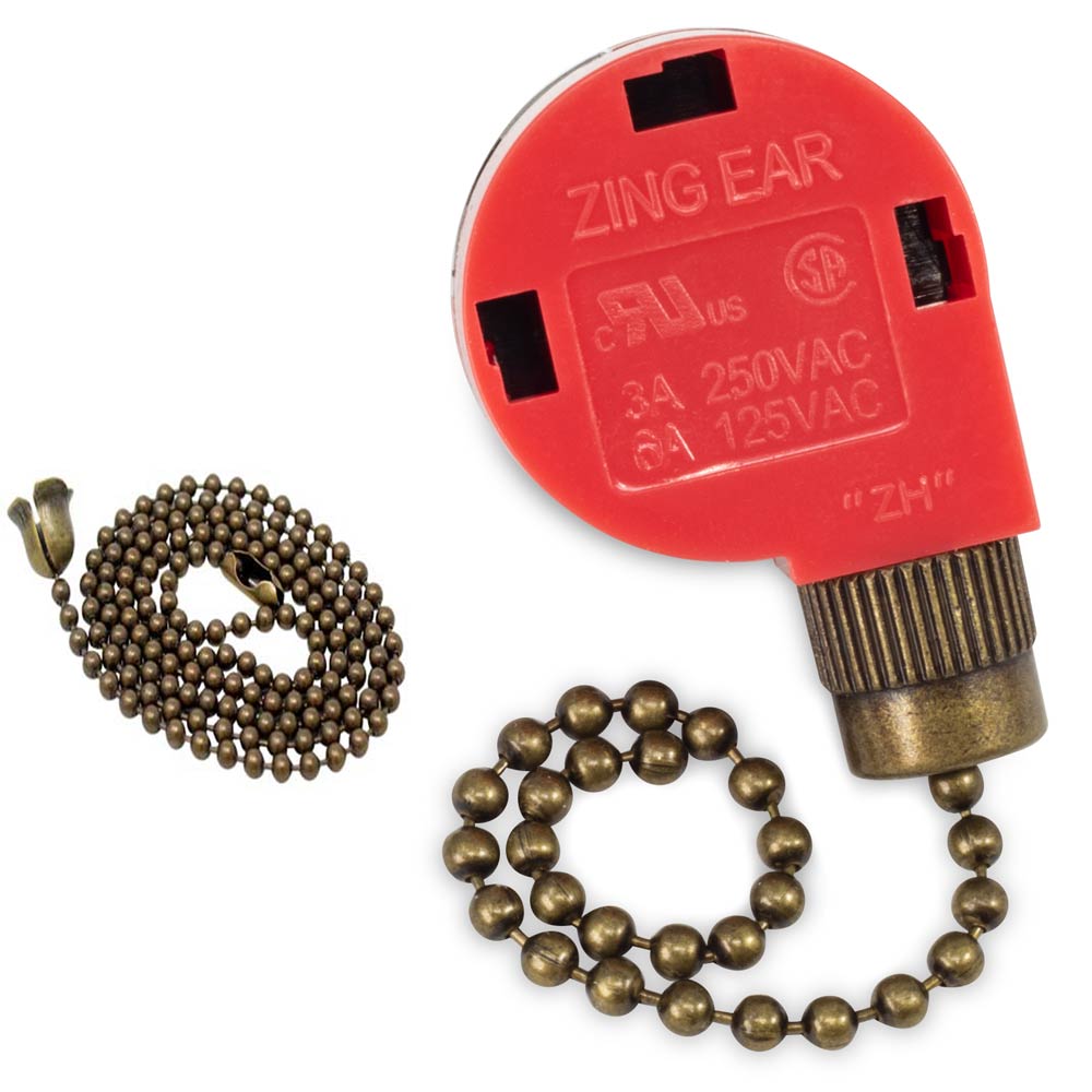 ZE-268S1 Original Zing Ear brass finish 3-speed Pull Chain Ceiling Fan Switch 