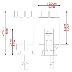 Zing Ear ZE-301B lamp holder - Dimensions