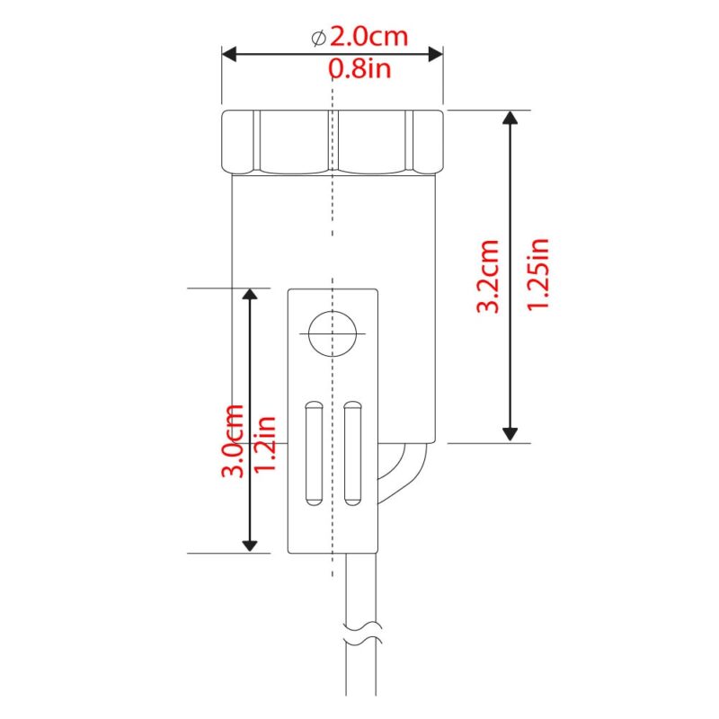 Zing Ear ZE-301C lamp holder - Dimensions