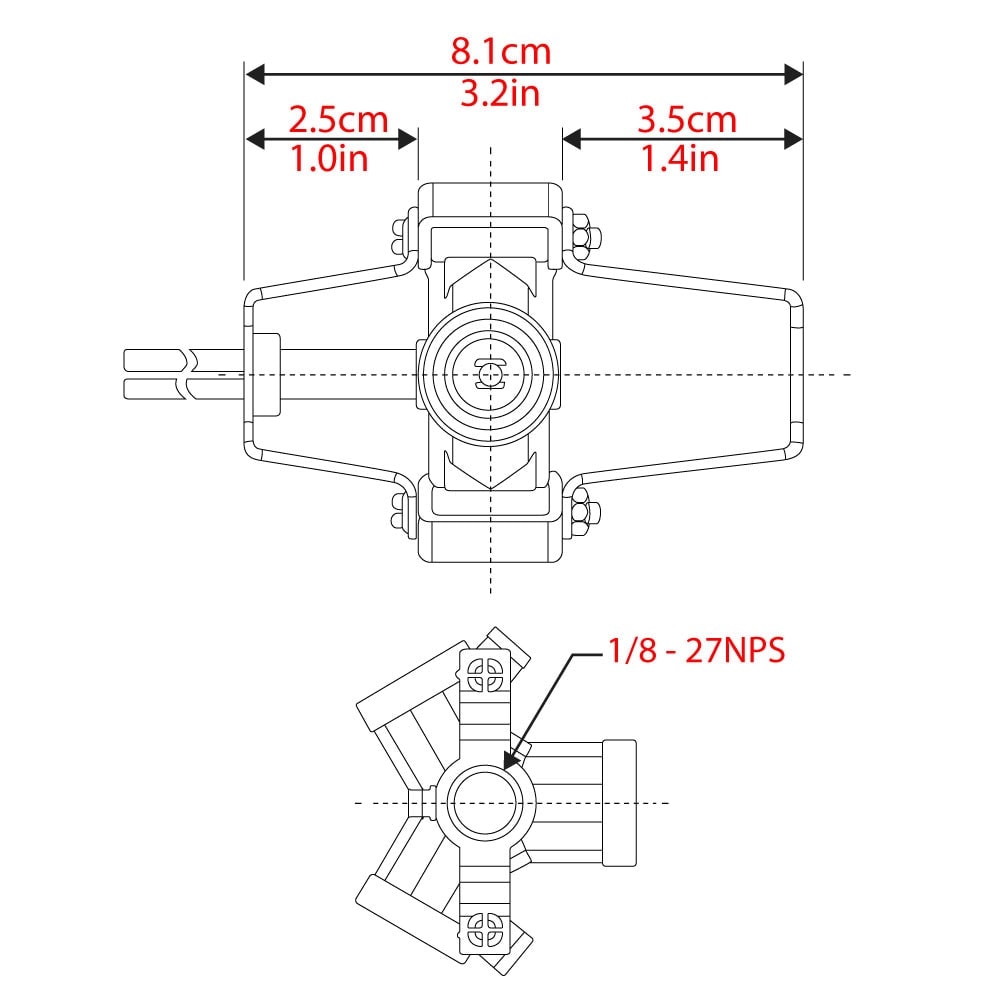 Zing Ear ZE-301T lamp holder - Dimensions