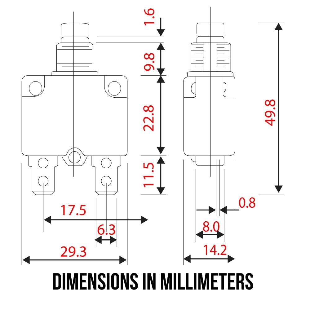 Zing Ear ZE-700s-15 Circuit Breaker - Dimensions