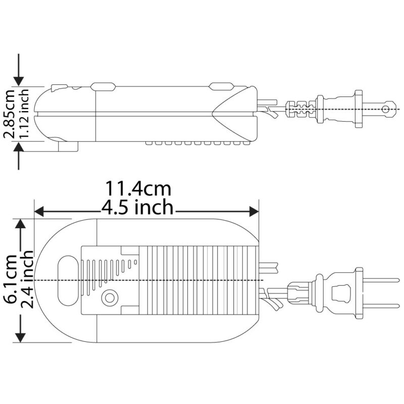 Zing Ear WLD-04 floor lamp dimmer with cord - dimensions